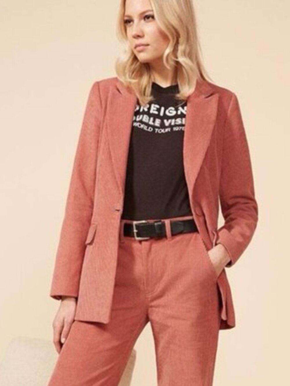 Reformation Sampson Corduroy Blazer in Rose